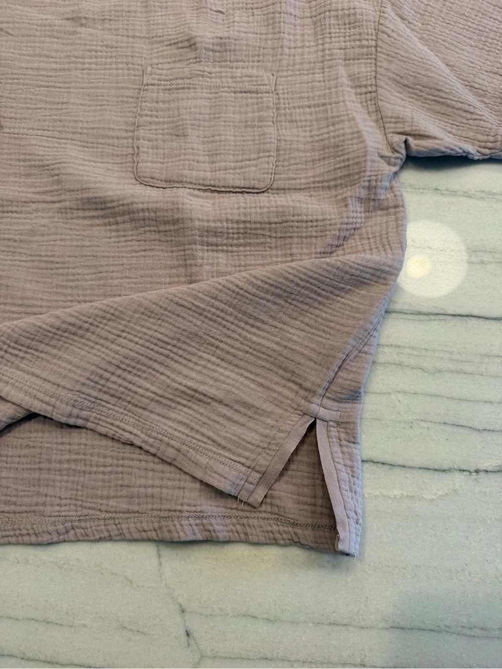 Barefoot Dreams Mauve 100% Cotton Crinkle Tee & Short Set-NWT - Picture 13 of 14